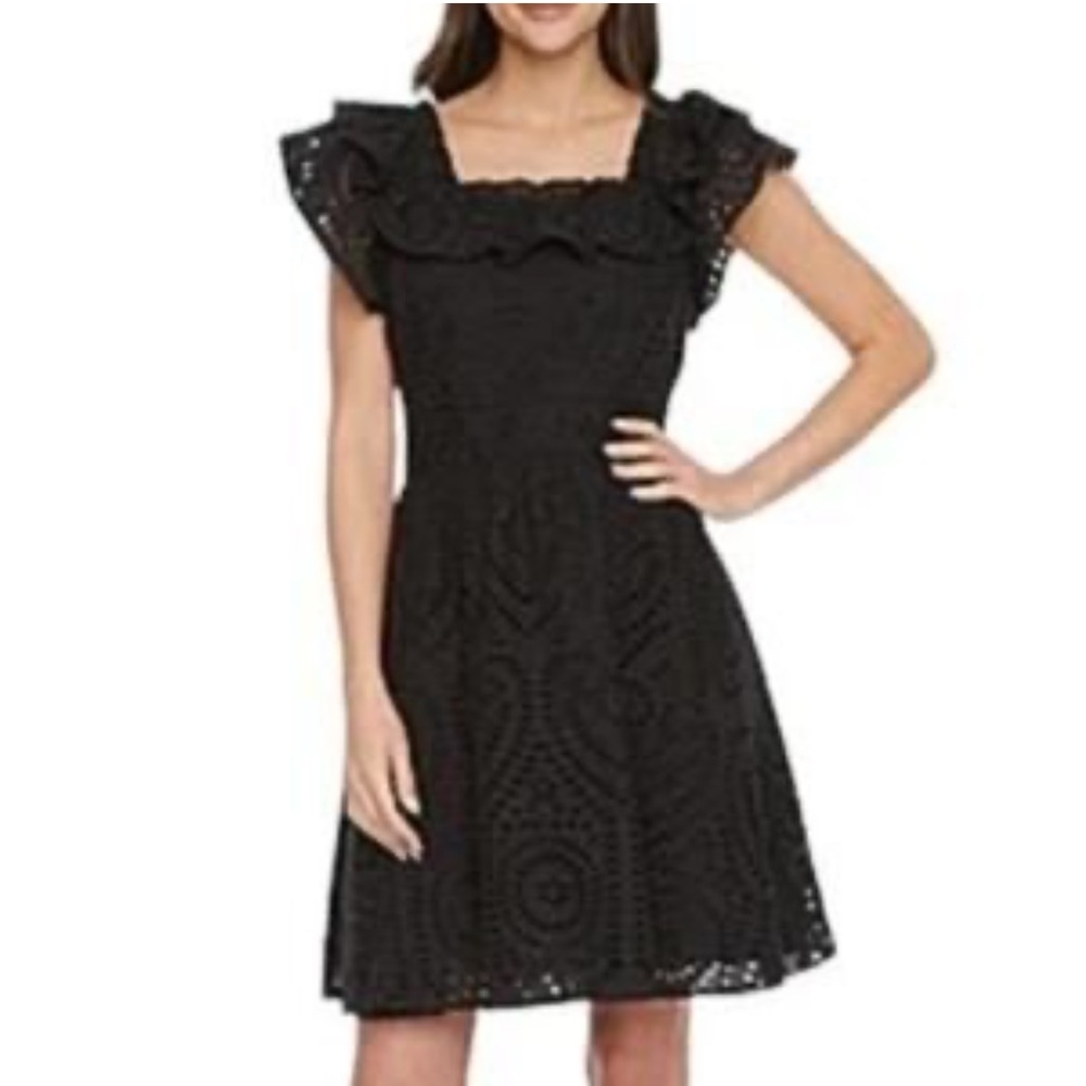 RYEGRASS eyelet popover little black dress‎ size small